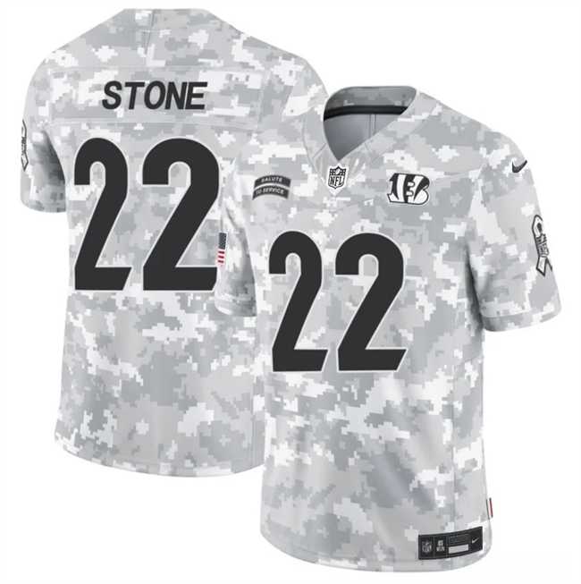 Men%27s Cincinnati Bengals #22 Geno Stone 2024 F.U.S.E Arctic Camo Salute To Service Limited Stitched Football Jersey Dzhi